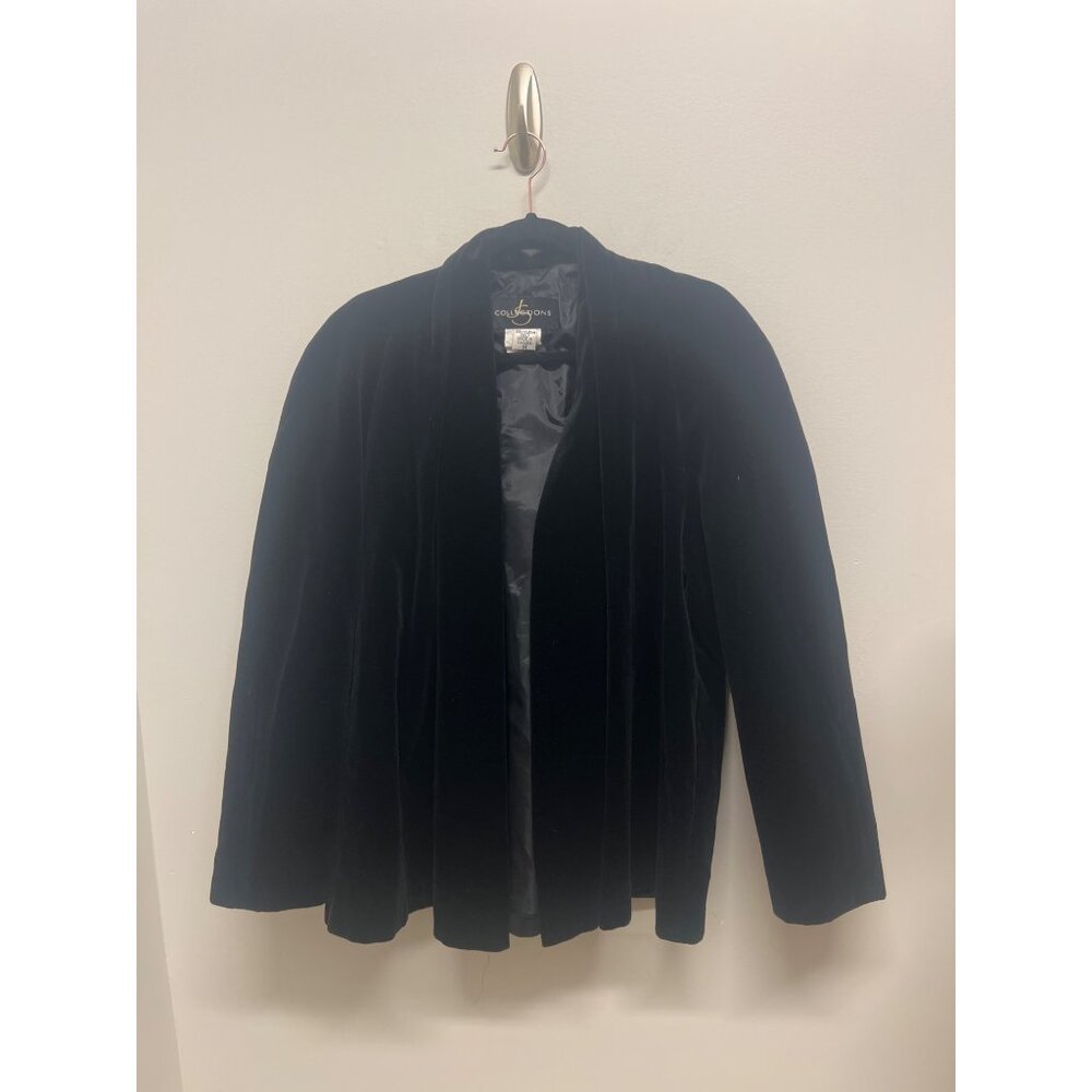 Vintage Luxury Js Collections Black Velvet Womens Opera  Jacket  Sz M
